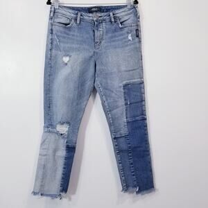 Silver Jeans Loose Boyfriend Crop Distressed Patchwork